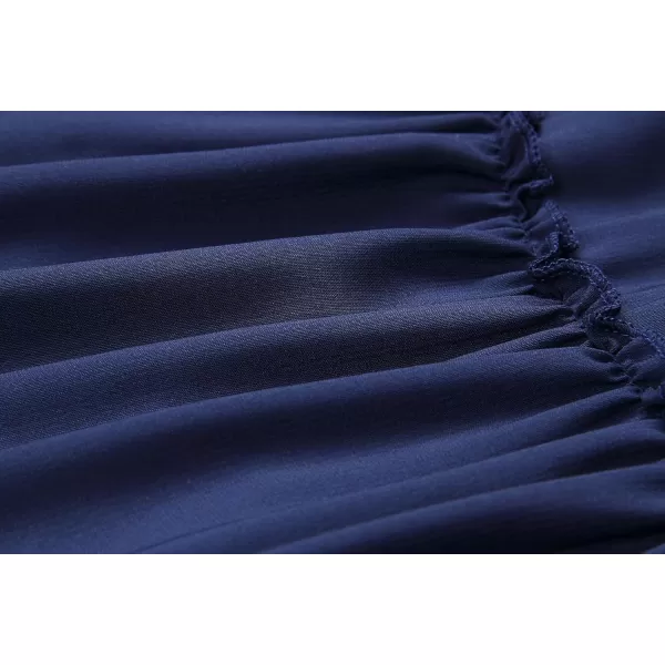 ECOWISH Dresses for Women 2024 Summer VNeck Spaghetti Strap Bowknot Backless Sleeveless Lace Mini Swing Skater DressNavy Blue1