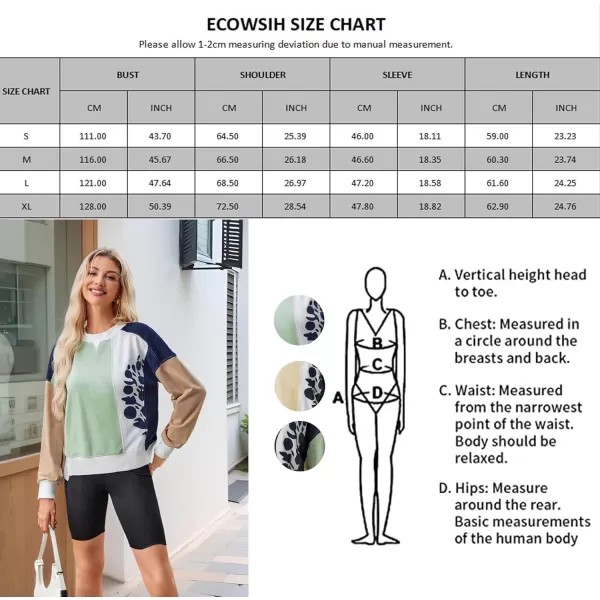 ECOWISH Oversized Sweatshirt for Women Color Block Crewneck Long Sleeve Shirts Casual Workout Pullover Tops Fall ClothesGreen Khaki V