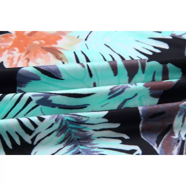 ECOWISH Wide Leg Pants for Women Summer 2024 Palazzo Tropical Floral Casual High Waist Flared Trousers with PocketsBlack
