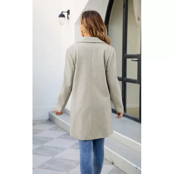 ECOWISH Women Coat Trench Jacket  Winter Long Sleeve Peacoat Fall MidLength Lapel Cardigan Overcoat with PocketsBeige