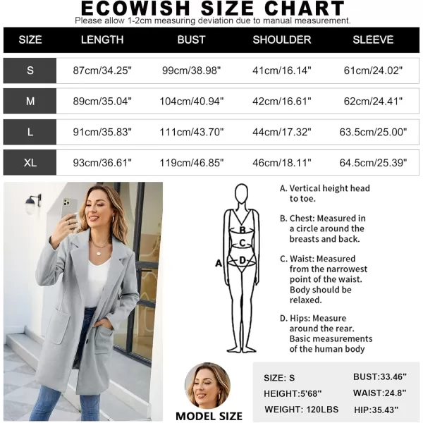 ECOWISH Women Coat Trench Jacket  Winter Long Sleeve Peacoat Fall MidLength Lapel Cardigan Overcoat with PocketsBrown