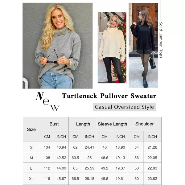 ECOWISH Women Fall Pullover Sweater Turtleneck Plaid Long Sleeve Loose Casual Chunky Checked Knit Winter Sweaters Jumper TopsBblack