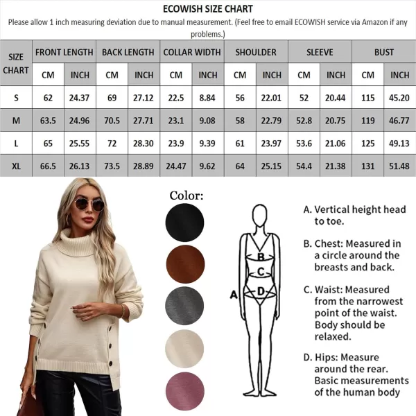 ECOWISH Women Fall Pullover Sweater Turtleneck Plaid Long Sleeve Loose Casual Chunky Checked Knit Winter Sweaters Jumper TopsBgray