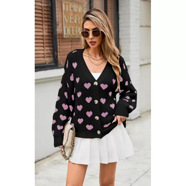 ECOWISH Women Floral Cropped Cardigan Fall Long Sleeve Open Front Fuzzy Daisy Print Knit Sweaters Casual Y2k Outerwear407 Black