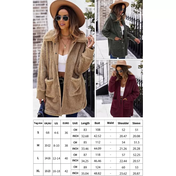 ECOWISH Women Jacket Winter Coat  2024 Fur Fleece Long Sleeve Sherpa Faux Fuzzy Fall Teddy Fluffy Zip Lapel Outfits222 Wine
