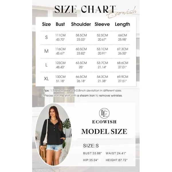 ECOWISH Women Long Sleeve Tops Casual Fall Button Down Shirts Trendy V Neck Blouses Spring Pocket Pullovers Fashion OutfitsBeige