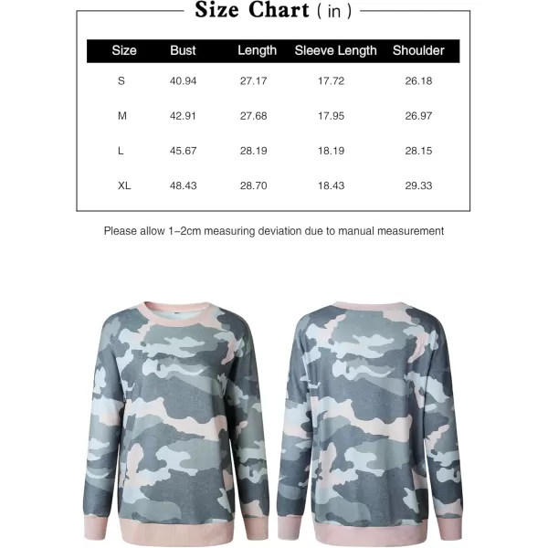 ECOWISH Women Side Split Sweatshirt Fall Crewneck Long Sleeve Oversized Camo Shirts Casual Camouflage Print Pullover Tops233 Army Green