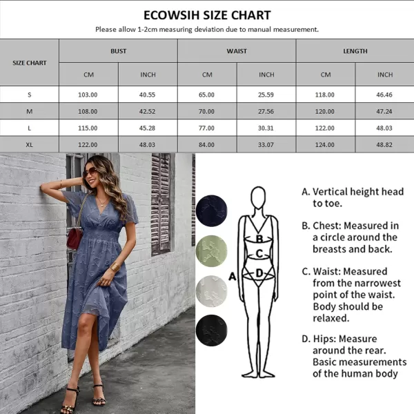 ECOWISH Women Summer Casual Dress  V Neck Flutter Short Sleeve Formal Wedding Guest Cocktail Smocked Midi DressesLight Green