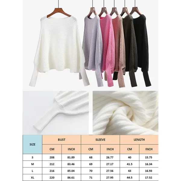 ECOWISH Women Sweater Long Sleeve Color Block Knit Pullover Sweaters Crew Neck Patchwork Casual Loose Jumper Tops243 White