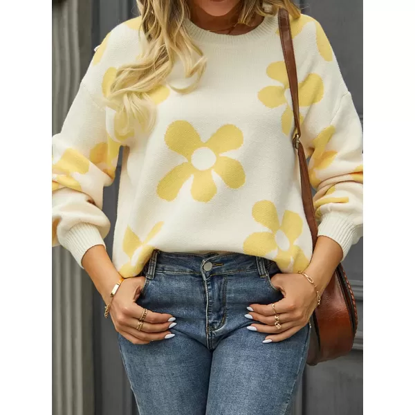 ECOWISH Women Valentine Heart Sweater V Neck Embroidery Knit Loose Casual Long Sleeve Ribbed Pullover Sweaters355 Beige