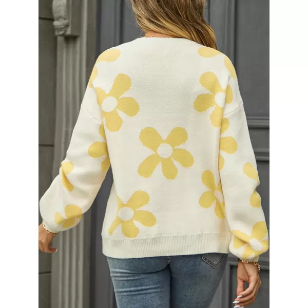 ECOWISH Women Valentine Heart Sweater V Neck Embroidery Knit Loose Casual Long Sleeve Ribbed Pullover Sweaters355 Beige