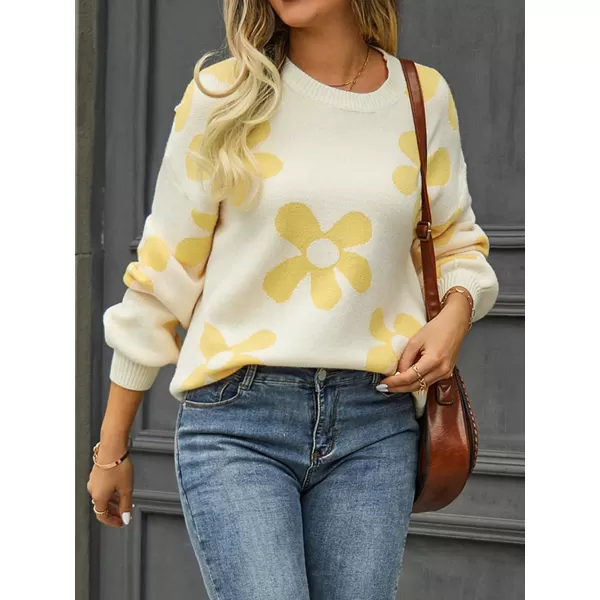 ECOWISH Women Valentine Heart Sweater V Neck Embroidery Knit Loose Casual Long Sleeve Ribbed Pullover Sweaters355 Beige