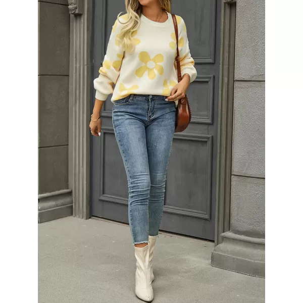 ECOWISH Women Valentine Heart Sweater V Neck Embroidery Knit Loose Casual Long Sleeve Ribbed Pullover Sweaters355 Beige