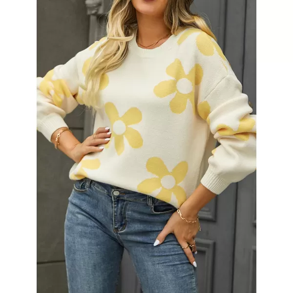 ECOWISH Women Valentine Heart Sweater V Neck Embroidery Knit Loose Casual Long Sleeve Ribbed Pullover Sweaters355 Beige