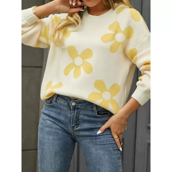 ECOWISH Women Valentine Heart Sweater V Neck Embroidery Knit Loose Casual Long Sleeve Ribbed Pullover Sweaters355 Beige