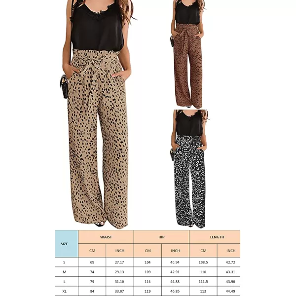 ECOWISH Womens Cotton Soft Palazzo Wide Leg Pant with Pockets High Waist Casual Loose Flowy Pants with Belt160 Khaki