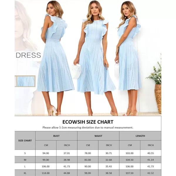 ECOWISH Womens Summer Dresses 2024 Elegant Lady Wedding Guest Cocktail Ruffle Cap Sleeves ALine Office Midi DressRed