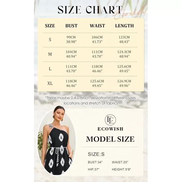 ECOWISH Womens Summer Maxi Dresses One Shoulder Midi Dresses Boho Beach Vacation Long Sundress with PocketsBlack