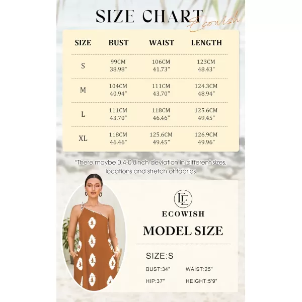 ECOWISH Womens Summer Maxi Dresses One Shoulder Midi Dresses Boho Beach Vacation Long Sundress with PocketsOrange