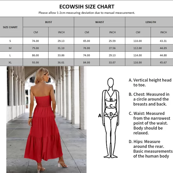 ECOWISH Womens Summer Strapless Maxi Dress 2024 Off Shoulder Hollow Out Smocked A Line Tube Tiered Long DressesLight Pink