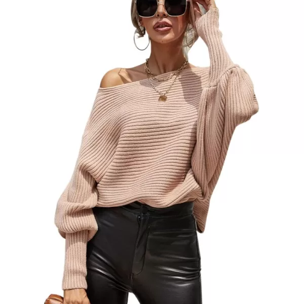 ECOWISH Women Sweater Long Sleeve Color Block Knit Pullover Sweaters Crew Neck Patchwork Casual Loose Jumper Tops243 Khaki