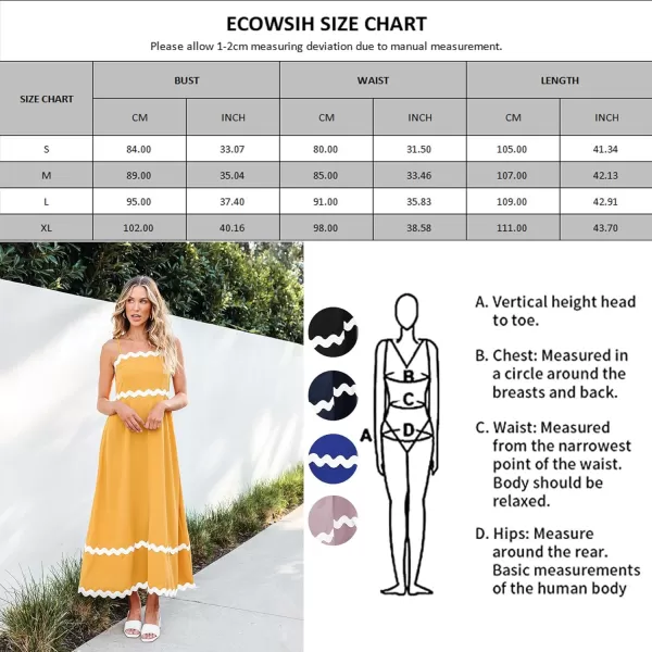 imageECOWISH Women Summer Dresses 2024 Spaghetti Strap Rickrack Sleeveless Long Casual Backless Beach ALine Maxi SundressNavy