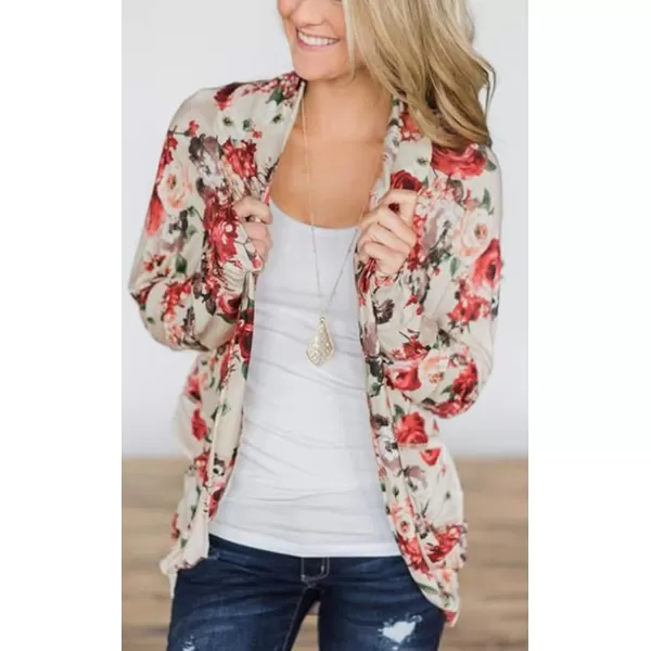 imageECOWISH Womens Boho Irregular Long Sleeve Wrap Kimono Cardigans Casual Coverup Coat Tops Outwear S3XLCrescent White