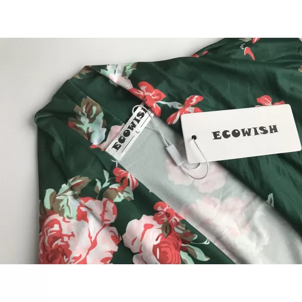 imageECOWISH Womens Boho Irregular Long Sleeve Wrap Kimono Cardigans Casual Coverup Coat Tops Outwear S3XLGreen