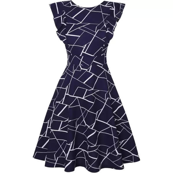 imageECOWISH Womens Dresses Elegant Ruffles Cap Sleeves Summer ALine Midi Dress170 Blue