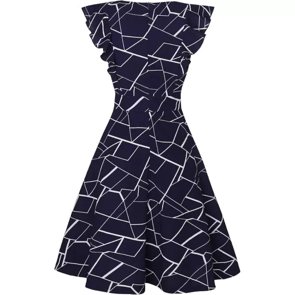imageECOWISH Womens Dresses Elegant Ruffles Cap Sleeves Summer ALine Midi Dress170 Blue