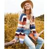 imageECOWISH Cardigan Sweaters for Women Lightweight Fall Color Block Striped Long Sleeve Open Front Cozy Knitted Coats OutwearFloral