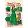 imageECOWISH Summer Maxi Dress for Women V Neck Casual Dress Long Flowy Dress Puff Short Sleeve A Line Tiered Work Dresses PocketGreen