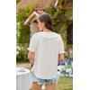 imageECOWISH Womens Button Up Shirt  Peter Pan Collar Frilled Short Sleeve Summer Tops Casual Cotton Retro Floral BlouseWhite