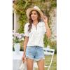 imageECOWISH Womens Button Up Shirt  Peter Pan Collar Frilled Short Sleeve Summer Tops Casual Cotton Retro Floral BlouseWhite Flower