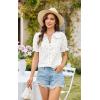 imageECOWISH Womens Button Up Shirt  Peter Pan Collar Frilled Short Sleeve Summer Tops Casual Cotton Retro Floral BlouseWhite Flower
