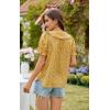 imageECOWISH Womens Button Up Shirt  Peter Pan Collar Frilled Short Sleeve Summer Tops Casual Cotton Retro Floral BlouseYellow Flower