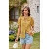 imageECOWISH Womens Button Up Shirt  Peter Pan Collar Frilled Short Sleeve Summer Tops Casual Cotton Retro Floral BlouseYellow Flower