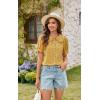 imageECOWISH Womens Button Up Shirt  Peter Pan Collar Frilled Short Sleeve Summer Tops Casual Cotton Retro Floral BlouseYellow Flower