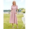 imageECOWISH Womens Dress Short Sleeve Summer Button up Sundress V Neck Shirt Dresses Casual Flowy ALine Dress Pocket Midi DressPink