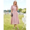 imageECOWISH Womens Dress Short Sleeve Summer Button up Sundress V Neck Shirt Dresses Casual Flowy ALine Dress Pocket Midi DressPink