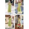 imageECOWISH Women Casual Midi Dress 2025 Button V Neck Cotton Summer Dresses Short Sleeve ALine Shirt Long Dress with Pockets422 Green