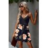 imageECOWISH Summer Dresses for Women 2025 VNeck Spaghetti Strap Bowknot Backless Sleeveless Lace Mini Swing Skater Dress3254 Black Pink