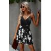 imageECOWISH Summer Dresses for Women 2025 VNeck Spaghetti Strap Bowknot Backless Sleeveless Lace Mini Swing Skater Dress3254 Black White