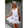 imageECOWISH Summer Dresses for Women 2025 VNeck Spaghetti Strap Bowknot Backless Sleeveless Lace Mini Swing Skater Dress3254 White