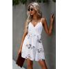 imageECOWISH Summer Dresses for Women 2025 VNeck Spaghetti Strap Bowknot Backless Sleeveless Lace Mini Swing Skater Dress3254 White