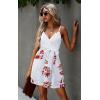 imageECOWISH Summer Dresses for Women 2025 VNeck Spaghetti Strap Bowknot Backless Sleeveless Lace Mini Swing Skater Dress3254 White Red