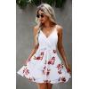 imageECOWISH Summer Dresses for Women 2025 VNeck Spaghetti Strap Bowknot Backless Sleeveless Lace Mini Swing Skater Dress3254 White Red