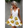 imageECOWISH Summer Dresses for Women 2025 VNeck Spaghetti Strap Bowknot Backless Sleeveless Lace Mini Swing Skater Dress3254 White Yellow