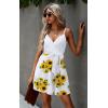imageECOWISH Summer Dresses for Women 2025 VNeck Spaghetti Strap Bowknot Backless Sleeveless Lace Mini Swing Skater Dress3254 White Yellow