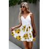 imageECOWISH Summer Dresses for Women 2025 VNeck Spaghetti Strap Bowknot Backless Sleeveless Lace Mini Swing Skater Dress3254 White Yellow
